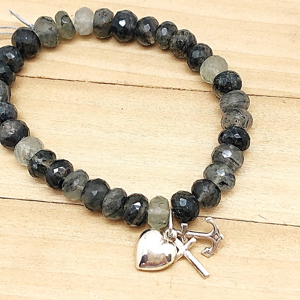 Rutilated Quartz Hope, Faith, Trust Charm Stretchy